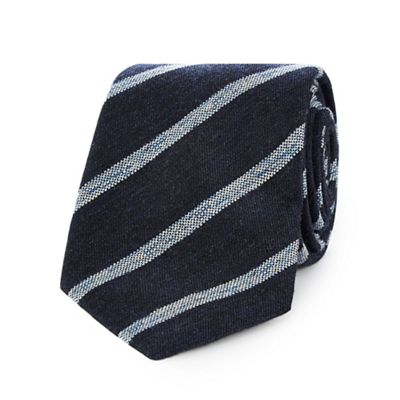 Navy textured striped tie